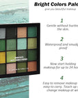 evpct 16 Colors Green Glitter Eye shadow Palette Makeup Waterproof Dark Light Green Yellow orange Brown Shimmer Highly Pigmented Pressed Sparkly Shiny Eyeshadow Palette paletas de sombras para de ojos