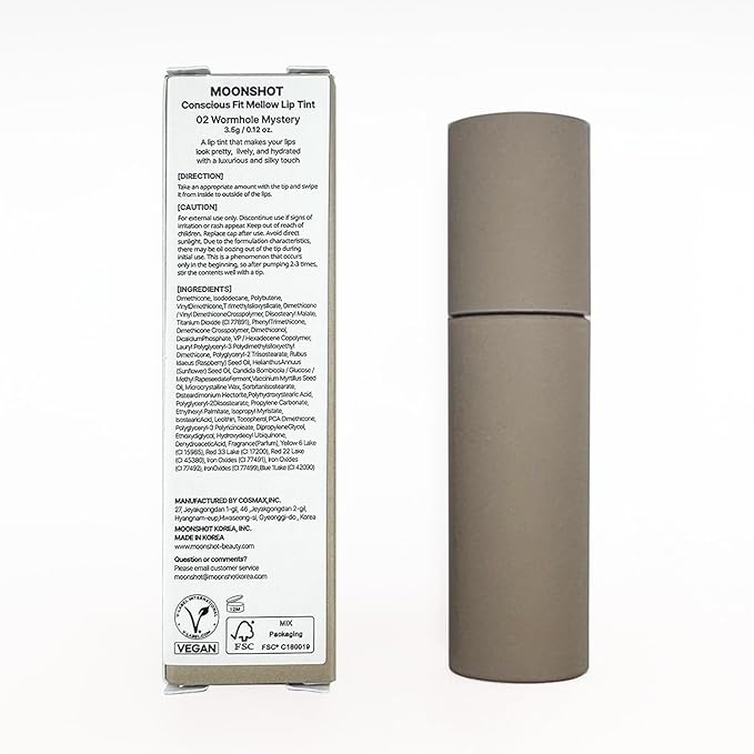 Moonshot KOREA Conscious Fit Mellow Lip Stain Longwear, Weightless, Not Animal Tested,Glow-Boosting, Long-Lasting, Comfortable, Non-Sticky,k-beauty, (Wormhole Mystery, 02)