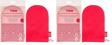 Skinny Tan Pink Velvet Tanning Mitt - Velvety Soft Luxe Texture - Waterproof Lining to Keep Hands Stain Free - Smooth for Flawless Finish - Long-Lasting and Machine Washable - 1 pc Applicator