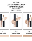 THE SAEM Cover Perfection Tip Concealer 3 Color #1.5, #2) 0.2 fl.oz