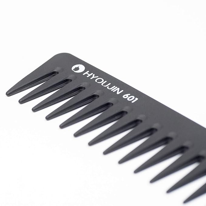HYOUJIN 601 Black Carbon Wide Tooth Comb Detangling Comb Detangler Hair Comb for Long Wet hair Hair Straighten Curly Hair 230℃ Heat Resistan