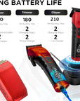 Supreme Trimmer 3-in-1 Barber Bundle | 2Spee Clipper, 2Spee Trimmer & Crunch Foil Shaver | Professional Beard Trimmer Men’s Hair Clipper Kit | Red