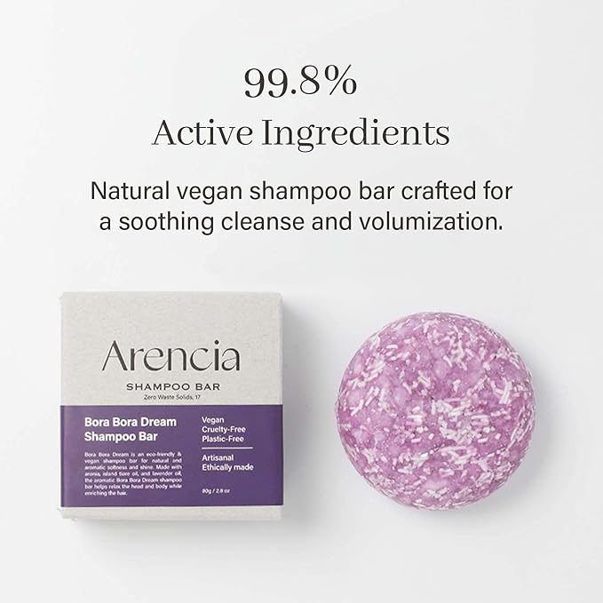 ARENCIA Bora Bora Dream Shampoo Bar - Volumizing, Color Protecting for Curly and All Hair Types - Vegan, pH Balanced, Sulfate-Free, Eco-Friendly