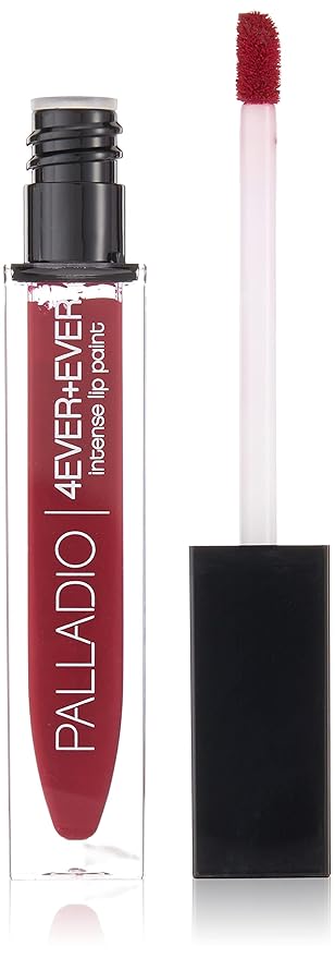 Palladio 4 Ever + Ever Intense Lip Paint, Liquid Lipstick, High Pigmented Lip Gloss, High Shine Vinyl Finish, Rich Color Coverage, Moisturizes Lips, Doe Foot Wand Applicator, déjà vu