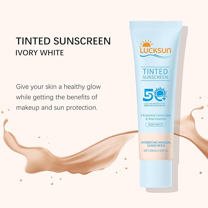 Tinted Mineral Sunscreen SPF 50-2-in-1 Makeup & Sunscreen for Natural Glow, Broad Spectrum Protection + Skincare Benefits All Skin Types (#001, 1.69 Fl Oz (Pack of 1))