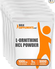 BulkSupplements.com L-Ornithine HCl Powder - L-Ornithine Hydrochloride, Ornithine Supplement - Amino Acids Supplement, Gluten Free, 1000mg per Serving, 5kg (11 lbs) (Pack of 5)