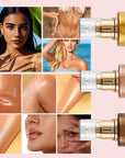 Shimmer Body Oil, Long Lasting Moisturizing Body Glow Glitter for Women Face Luminizer Highlighter Makeup 100ml Shimmer Oil for Glowing Skin Lotion (Gold)