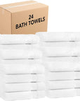 Arkwright Bath Towels Set of 4 - (Bulk Case of 24) Super Soft 100% Cotton, 600 GSM Quick Dry & Absorbent, Luxury Bathroom Essentials for Hotels, Spa, Hosts, and Vacation Rentals, Dove White