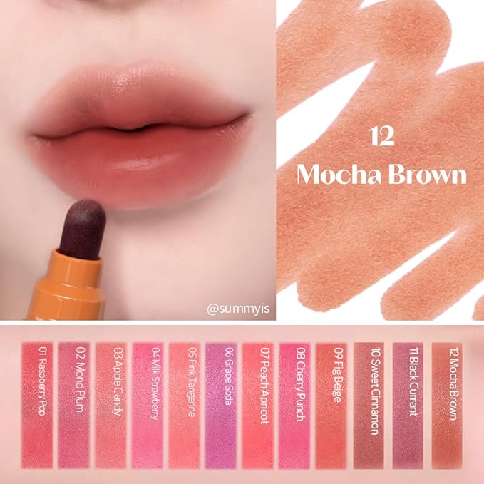 ETUDE Dear Darling Marker Tint #12 mocha brown | Hydrating & Long Lasting Lip Stain | High Pigmented Lip Maker with Easy Drawing Tip | Korean Daily Lip Tint, Korean Makeup, Kbeauty