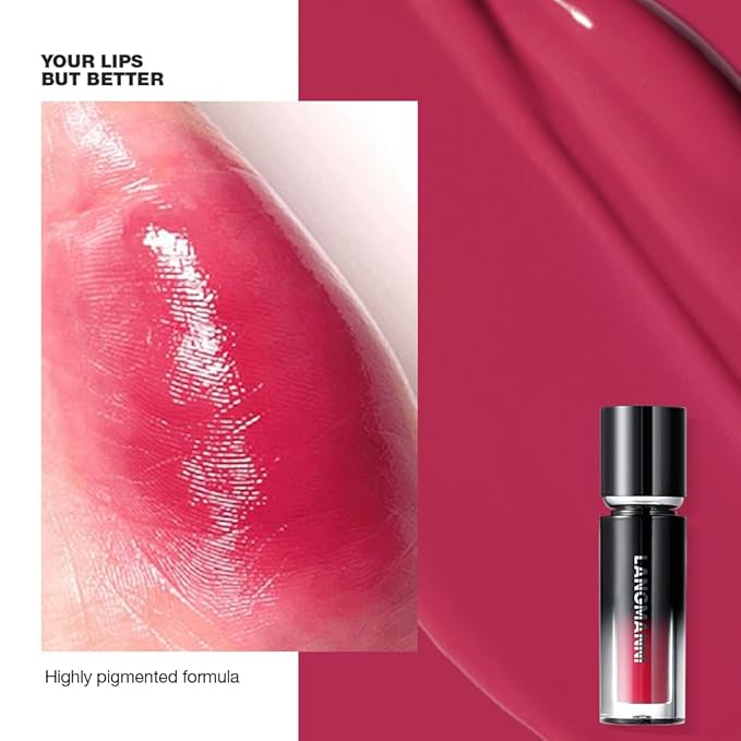 LANGMANNI Lip Oil Tint | Hydrating & Long-Lasting Lip Stain | Moisturizing And High Gloss Makeup,Non-Sticky Lip Stain For Watery And Silky Smooth Lips(#2 Peach Blossom)