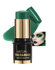 Matte Dark Green Face Body Paint Stick, Colored Professional Full-Coverage Oil-Based Cream Face Painting Stick, Eye Black Sticks for Halloween Cosplay Christmas Party, Foundation Makeup for Adults-09