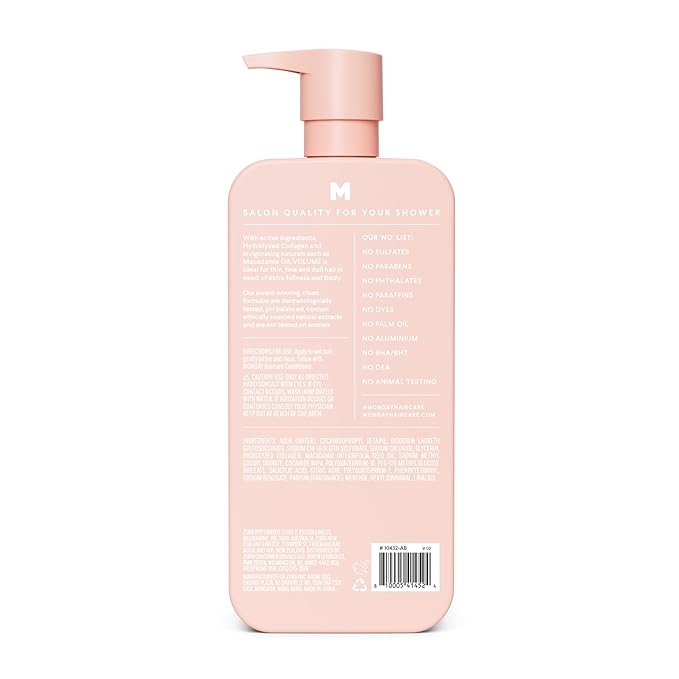 MONDAY Haircare VOLUME Shampoo with Hydrolyzed Collagen & Macadamia Oil for Thin, Fine & Flat Hair 798 mL