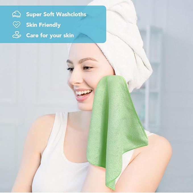 Orighty Wash Cloths Bulk Towels Set 200 Pack, Highly Absorbent and Soft Feel Microfiber Face Cloths, Multi-Purpose Washcloths & Hand Towels for Bathroom, Hotel, Spa, and Gym, 12x12 Inch, Multicolor