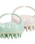 HEETA Scalp Massager Hair Growth with Soft Silicone Bristles to Remove Dandruff and Relieve Itching, Shampoo Brush for Hair Care & Relax Scalp, Scalp Scrubber for Wet Dry Hair (Green & Beige)