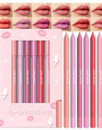 evpct 6Pcs Long-Lasting Lip Liner Pencils Set for Shaping & Sculpting Lips, Light Orange Berry Rose Red Purple Coral Pink Waterproof Longwear Matte Rich Lip Colors Liner Crayon Lipstick 03