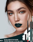 evpct 2Pcs Matte Dark Green Lipstick and Lip Liner Gloss Makeup Set matt Matte Liquid Lipstick Long Lasting Set 24H and with Lip Liner 23#