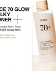 ANUA Rice 70 Glow Milky Toner, for Glass Skin, Rice Water, Niacinamide, Ceramides, Panthenol, Fragrance-Free, Non comedogenic, Fungal Acne Safe, Korean Skin Care, 250ml/8.45fl.oz.