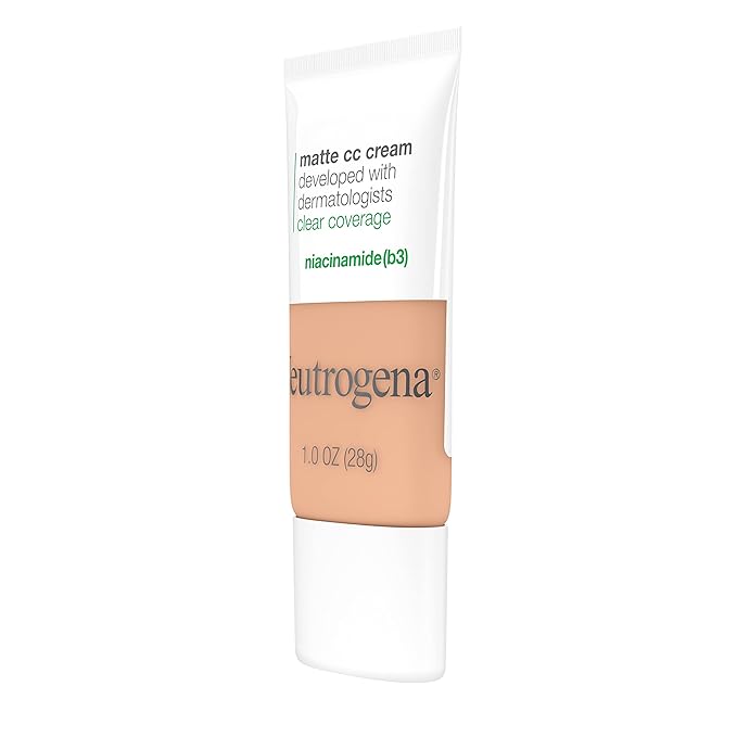 Neutrogena Clear Coverage Flawless Matte CC Cream, Full-Coverage Free, Sand, 1 oz
