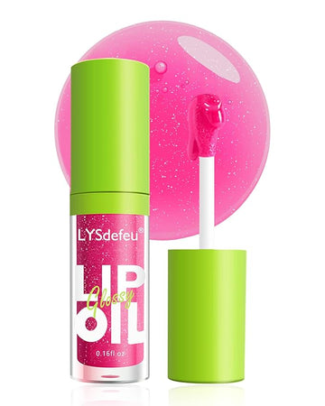 Lip Oil Lip Glaze-1Pcs Big Brush Head Hydrating Pink Lip Glow Oil,Shiny Transparent Lip Gloss Plumping,Long Lasting Non-sticky Clear Glow Reviver Lip Care Oil,Women's Day Lip Makeup Gift-03#