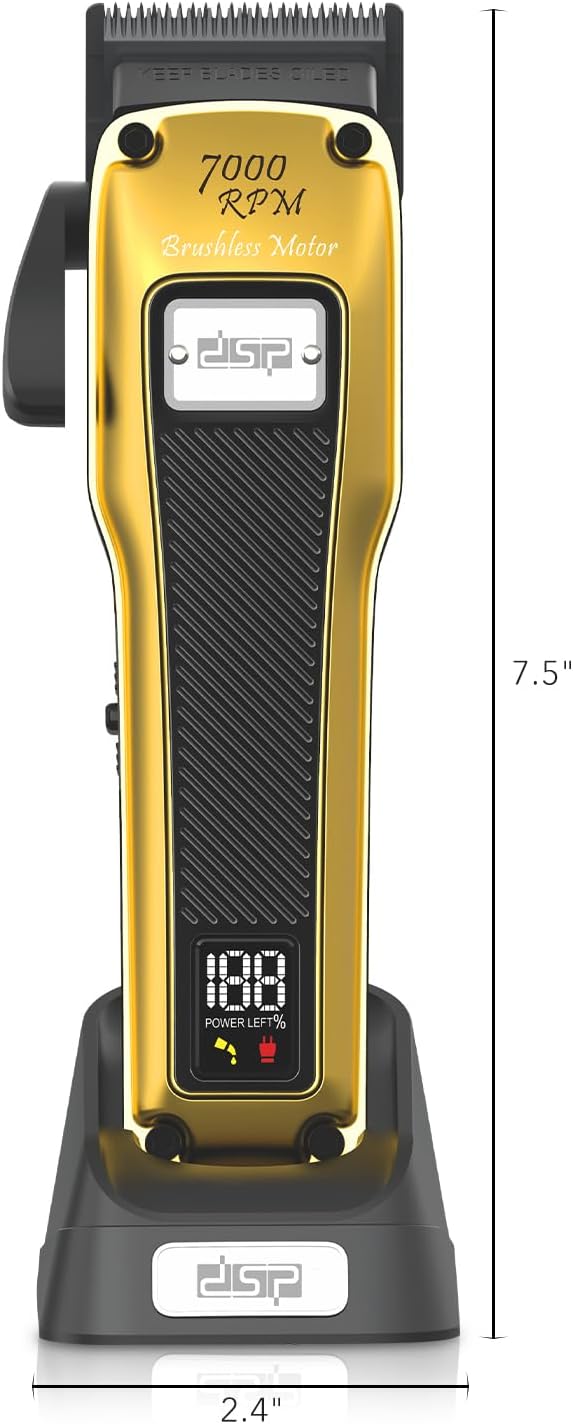 DSP Professional Barber Clipper Cordless, Hair Clipper for Men, Powerful Clipper, BLDC Motor & DLC Coated Detachable Blade with Charging Base