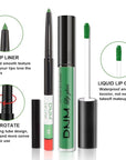 evpct 2Pcs Light Festival Green Matte Liquid Lipstick Lip Gloss Stain and Retractable Lip Liner Makeup Set for Women Long Lasting Waterproof 24 Hours Lipstick labial mate larga duracion 24 49#