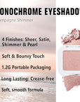 evpct Champagne Shimmer Single Eyeshadow Palette, Rose Gold Ice Pink Nude Glitter Cream Eye shadow Palette Singles Brightener Makeup for Older Women, High Pigment Waterproof Monochrome Mini Eyeshadow