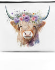 Western cosmetic bag highland cow