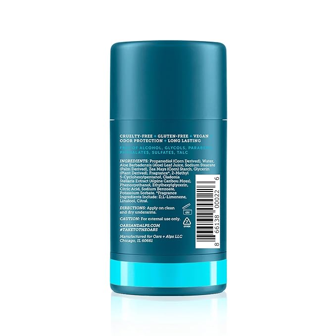 Oars + Alps Deodorant for Men & Women, Aluminum Free Deodorant for Men, Dermatologist Tested, Clean Ingredients, Non Toxic, Vegan, Long Lasting, Odor Protection, Fresh Ocean Splash, 3pk, 2.6oz