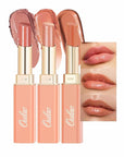 Oulac Moisturizing Shine Peach Pink Lipstick For Women 3PCS, 2 in 1 Tinted Lip Balm, Hydrated Juicy and Glossy Lip Color for Dry, Cracked and Chapped Lips, Vegan [05+S05+13]