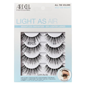 Ardell Light as Air 522 Lashes - Ultra Lightweight False Eyelashes, Comfortable Fit, 4 Pairs Pack