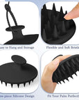 Manmihealth Silicone Hair Scalp Massager & Soft Bath Glove Set 2 PCS, Extra-large Shampoo Scalp Brush with Body & Face Scrubber for All Hair Skin Types with a Free Silicone Strap&Hook Style 1(Black*2)