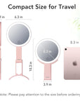 LitBear Travel Makeup Mirror with Lights, Rechargeable Double-Sided 10X/1X Magnifying Mirror, Portable Lighted Beauty Mirror, 3 Color Lighting, Dimmable Touch Screen, Tabletop Handhold Hanging (Pink)