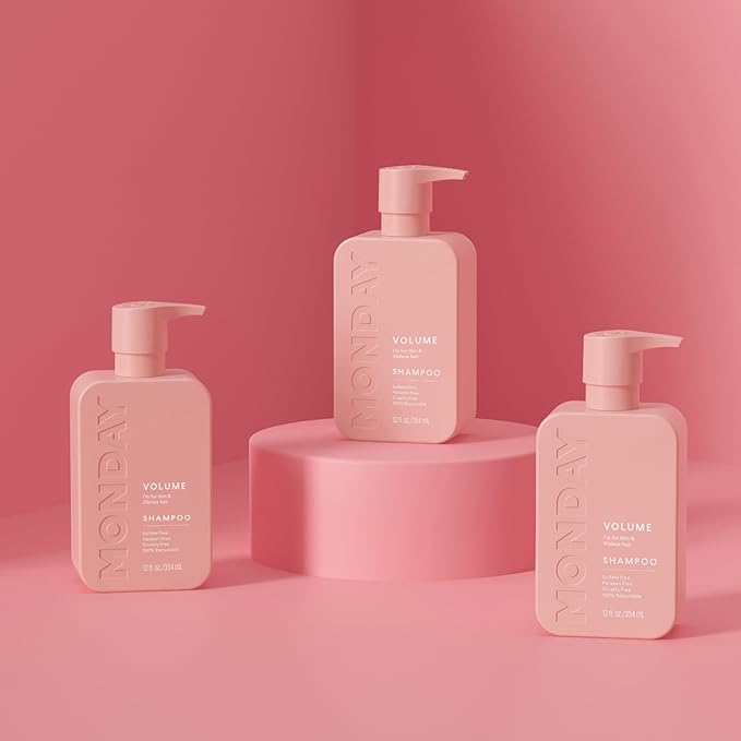 MONDAY HAIRCARE Volume Shampoo + Conditioner Set (2 Count) 12 oz. For Thin, Fine, and Oily Hair Made with Coconut Oil, Ginger Extract, and Vitamin E 100% Recyclable Bottle