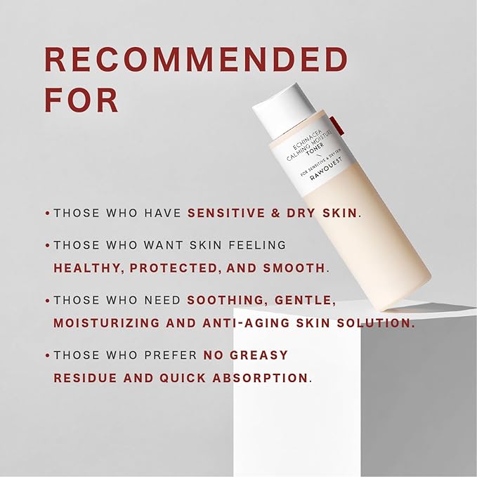 RAWQUEST- Echinacea Korean Toner for Face for Deep Hydration, Instant Moisture, Soothing, Anti-Aging & Dermatologist Tested w/Hyaluronic Acid & Niacinamide | Korean Skin Care for Dry & Sensitive Skin