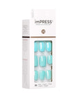 KISS imPRESS Press-On Manicure, Nail Kit, PureFit Technology, Short Press-On Nails, 'Rain Check', Includes Prep Pad, Mini Nail File, Cuticle Stick, and 30 Fake Nails (Pack of 2)
