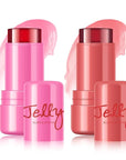 2Pcs Water Jelly Tint Blush,Jelly Blush Lip Cheek Pink+#03 Red