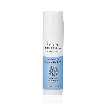 High Meadow Lanolin Peppermint Lip Balm Stick-Natural Unisex Lip Care With Shea Butter, Hydrates, Moisturizes, and Protects Lips, Great for Cold Sores, Fever Blisters, Long-Lasting Clear Lip Hydration