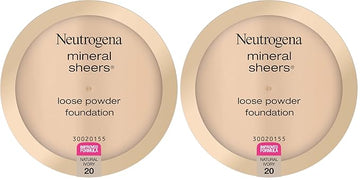 Neutrogena Mineral Sheers Lightweight Loose Powder Makeup Foundation with Vitamins A, C, & E, Sheer to Medium Buildable Coverage, Skin Tone Enhancer, Face Redness Reducer, Natural Ivory 20,.19 oz