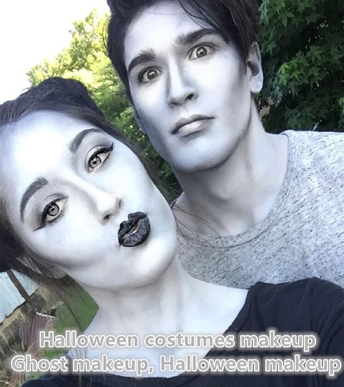 Go Ho Light Grey Face Body Paint Stick,Easily Washable Formula Gray Face Paint Stick,Non-toxic Full-coverage Cream Grey Body Paint for Adults Children Halloween Skull Zombie Goth Cosplay SFX Makeup