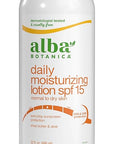 Alba Botanica Daily Moisturizing Lotion SPF 15, Normal to Dry Skin, with Shea Butter and Aloe, 32 Oz (Packaging May Vary)