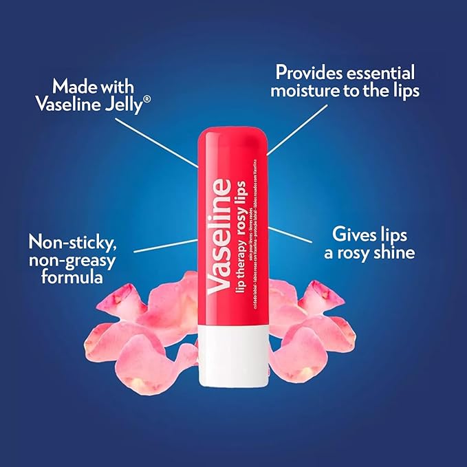 Vaseline Lip Therapy Rosy Lips 8-Pack – Moisturizing Lip Balm, Tinted, 0.16 Oz Ea