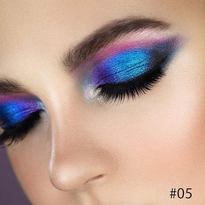 Duochrome MultiChrome Chameleon Liquid Metallic Eyeshadow 3 Pcs Set, Deep Purple Blue High-Impact Multi-Dimensional Finish, Silky Smooth and High Pigment Holographic Glitter Eyeshadow Makeup (Set03)
