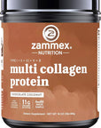 Zammex Multi Collagen Protein Powder, Type I & III & V & X, Hydrolyzed Collagen Peptides for Women & Men, Supports Hair and Skin, Gut Health, 41 Servings, Chocolate