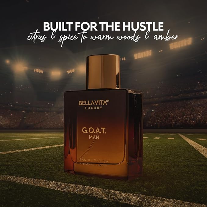 BellaVita Luxury G.O.A.T. Men's Eau De Parfum (3.4 fl.oz) | Natural Refreshing Notes of Bergamot, Lavender, Vetiver & Patchouli Oriental | Fresh Perfume for Men | Long-Lasting Perfume for Mens EDP