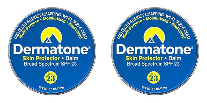 Dermatone Skin Protector Balm | Classic Tin 2-Pack Stocking Stuffer | All Year Long Skin Protection | Moisturizing | Heals & Repairs | SPF23 | Ski Balm | Advanced Skin Therapy, 0.5 oz