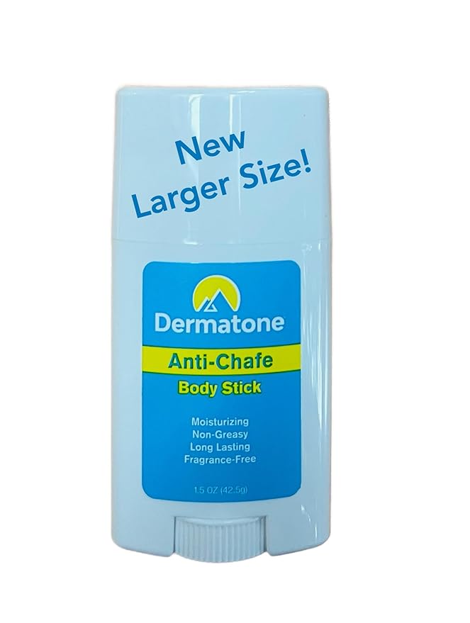 DERMATONE Anti Chafe Balm | No Chafing Stick | Larger Size | Fragrance Free, Non-Greasy | Prevent Thigh, Arm, Chest, Butt, Ball Rubbing Irritation, Daily Anti Friction Stick, Large 1.5 oz stick