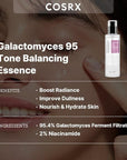 COSRX Galactomyces 95 Tone Balancing Toner, 100ml / 3.38 fl.oz, Moisturizing, Skin Soothing, Contains 95% Galactomyces Ferment Filtrate, For All Skin Types, Korean Skin Care