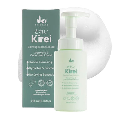 IKI Kirei Foam Cleanser - Gentle Face Wash for Women with Aloe Vera & Cucumber Extract, Hydrating & Soothing, Dermatologically Tested, Suitable for Sensitive Skin, Paraben-Free