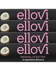 Ellovi Natural Lip Butter Lip Balm - Original - Pure Enough to Eat - Made With Just 6 Vegan Ingredients - 100% Natural & Organic Moisturizing Lip Care for All Day Hydration (4-Pack)
