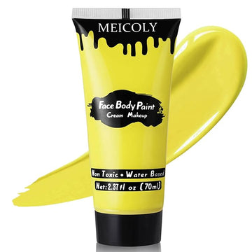 MEICOLY Yellow Face Body Paint,2.37Oz Large Tube Water Based Washable Body Paint,Yellow Face Paint for Halloween Lion Tiger Cosplay Makeup,Professional Face Painting for Adults Kids